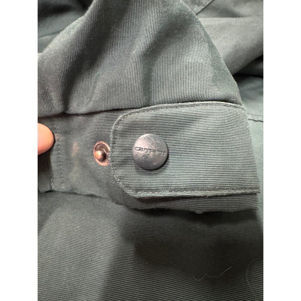 Vintage Carhartt Hooded Work Chore Jacket Green Distressed Workwear Coat XXL - Picture 7 of 11